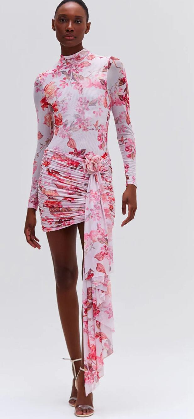 PatBo Floral Haze Stretch Tulle Mini Dress
